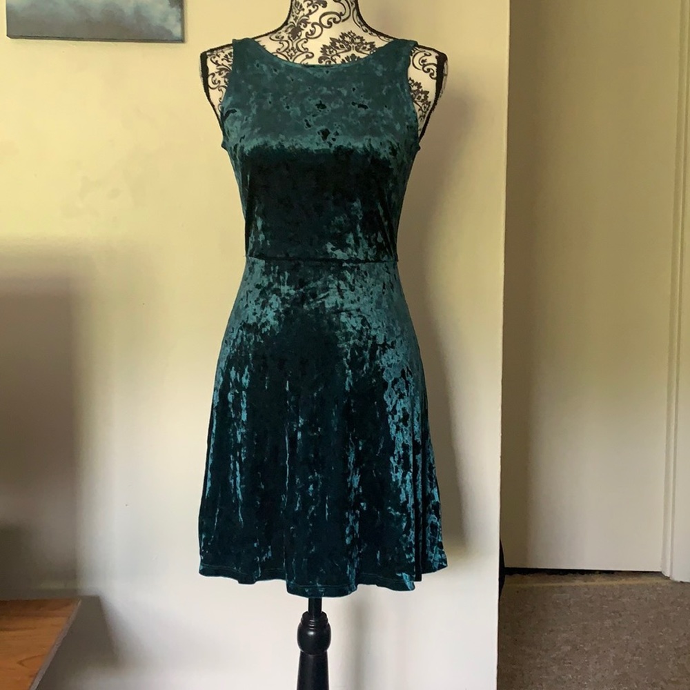 Velvet green dress.